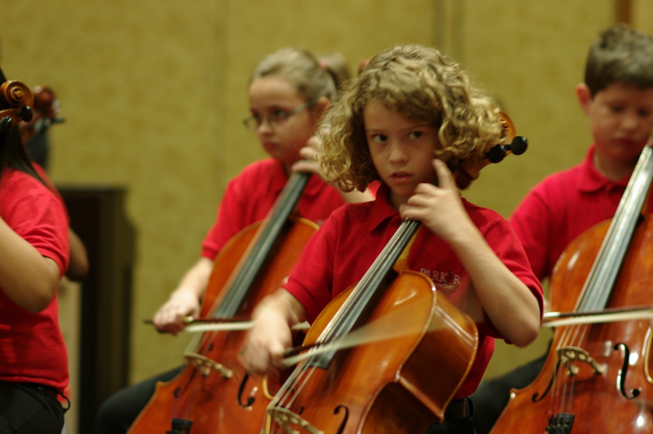 Parker Elementary Suzuki Strings performs at the opening reception