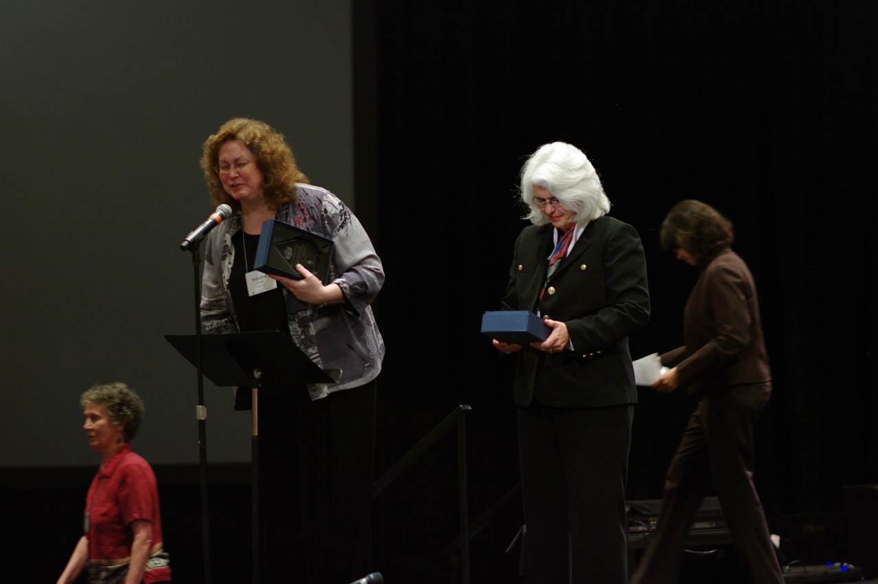 Winnifred Crock and Laurie Scott receive a Creating Learning Community award