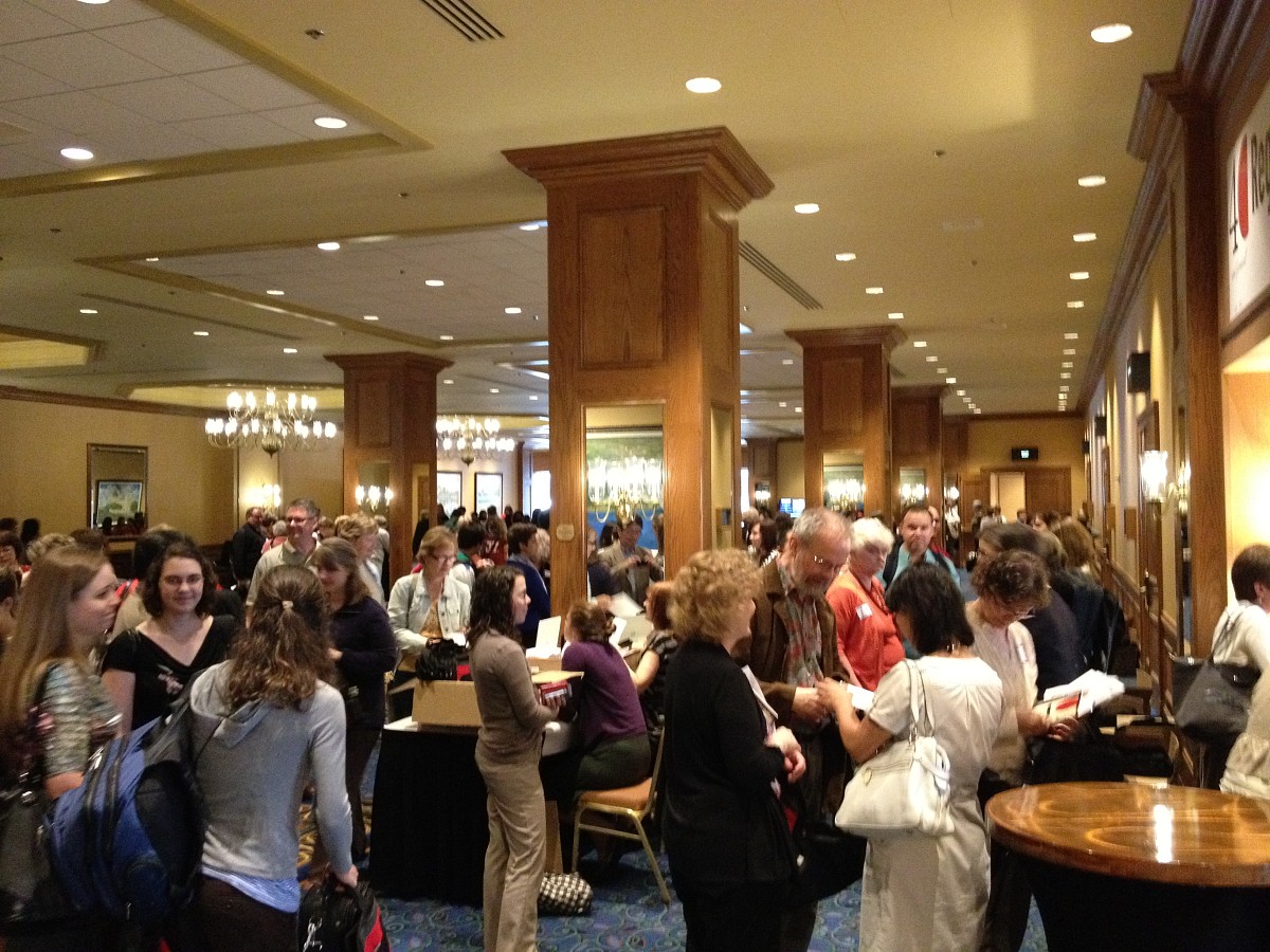 Very busy Thursday night registration at the 2012 conference