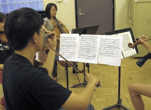 Student quartet at Advanced Suzuki Institute at Stanford