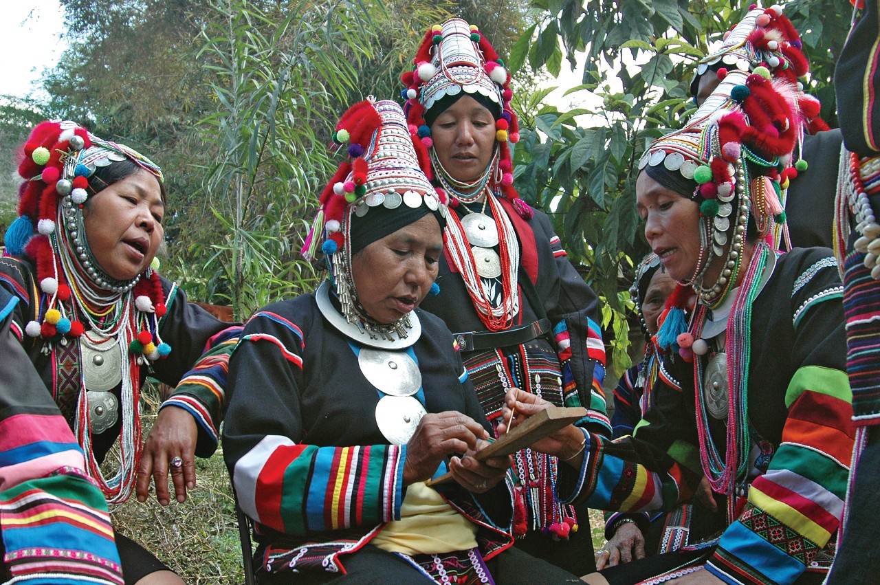 Akha Ulo women, funeral rites, Chiang Rai, Thailand, 2009