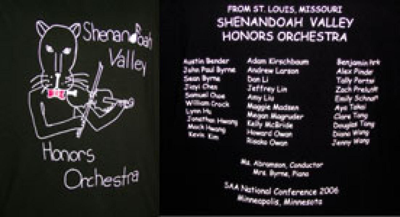 Front and back design of the Shenandoah Valley T-shirts at the SAA Conference