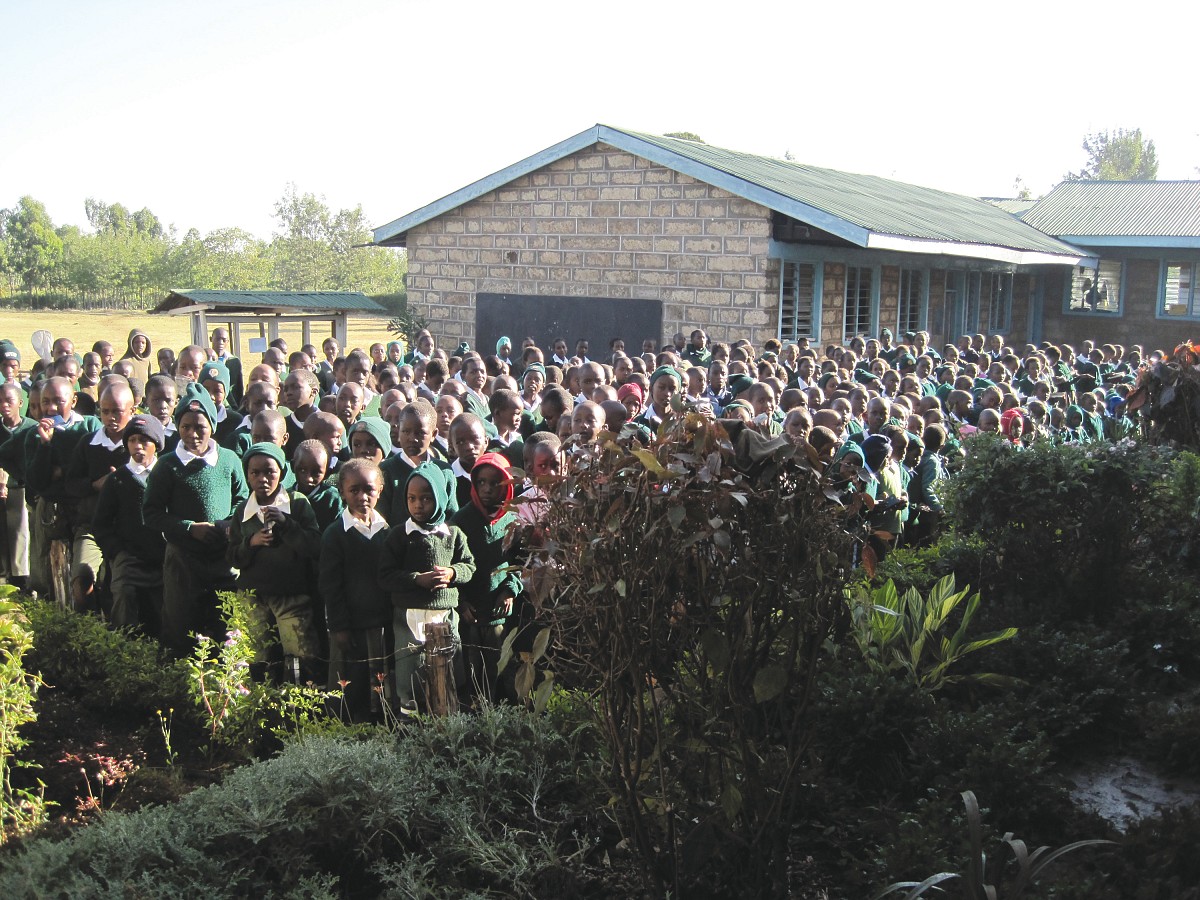 BIPS students gather outside for their morning devotions