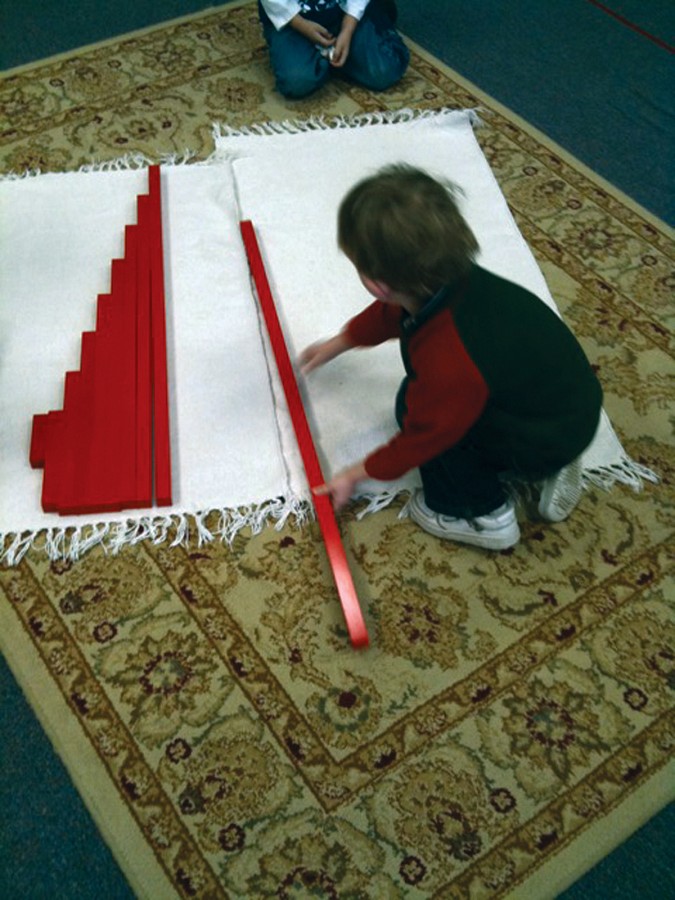 Placing red rods in order of length