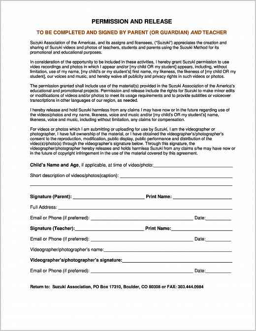 Permission and Release Form