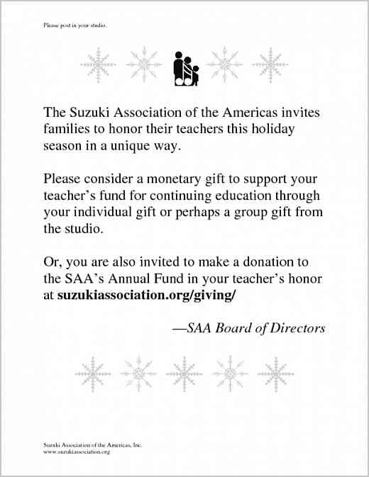 Holiday Gifts to the SAA