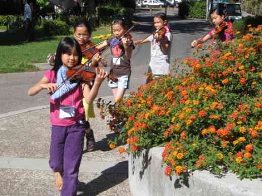 Violins on parade at Advanced Suzuki Institute at Stanford