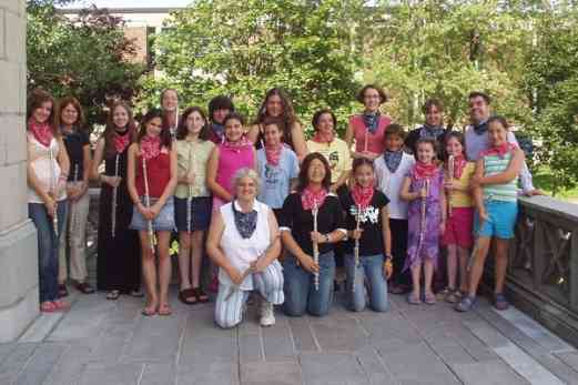 Flutists at the Montreal summer institute with teachers David Gerry, Kelly Williamson, and Sara Traficante.