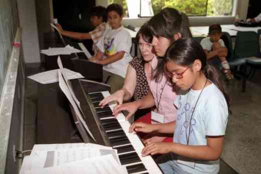 Mary McCarthy teaching a piano group class