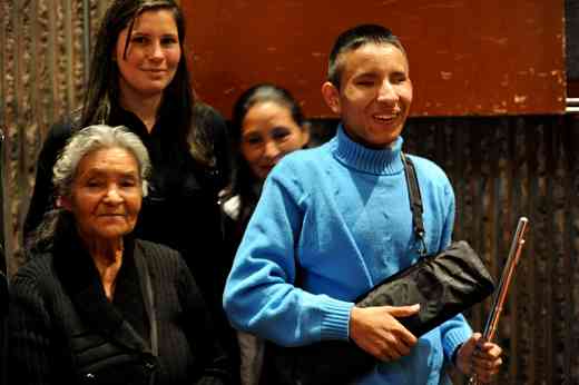 Diana with Nicolas and his grandmother and the new flute