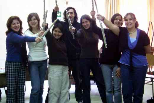 Buenos Aires flute book 1 class with Kelly Williamson, right.