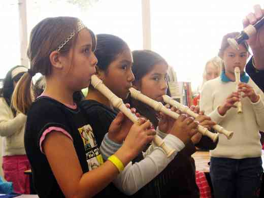 Recorder students in the classroom.