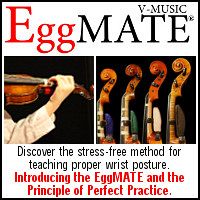 Advertisement: Harmonious Designs featuring the EggMATE practice aid