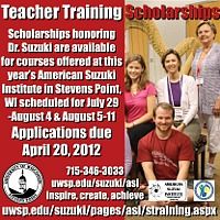 Advertisement: Teacher Training Scholarship Applications for American Suzuki Institute Due April 20