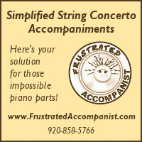 Advertisement: Simplified String Concerto Accompaniments: Here's your solution for those impossible piano parts!