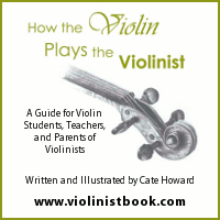 Advertisement: How the Violin Plays the Violinist: A Guide for Violin Students, Teachers, and Parents of Violinists. Written and Illustrated by Cate Howard.