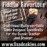 Advertisement: Fiddlin' Favorites: Traditional bluegrass fiddle tunes designed specifically fro the Suzuki teacher and student