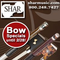 Advertisement: Shar Music: Bow specials until Feb 28!