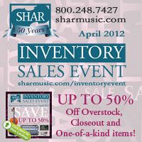 Advertisement: Shar Music: Inventory Sales Event - Up to 50% Off