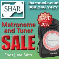 Advertisement: Shar Music: Metronome and tuner sale - ends June 30