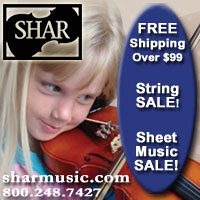 Advertisement: Shar Music: Free shipping over $99. Sting and Sheet Music Sale!