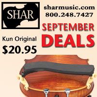 Advertisement: Shar Music: September Deals: Kun Original $20.95