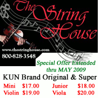 Advertisement: String House: Special offer extended thru May 2009.