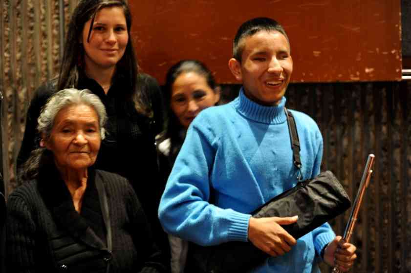 Diana with Nicolas and his grandmother and the new flute