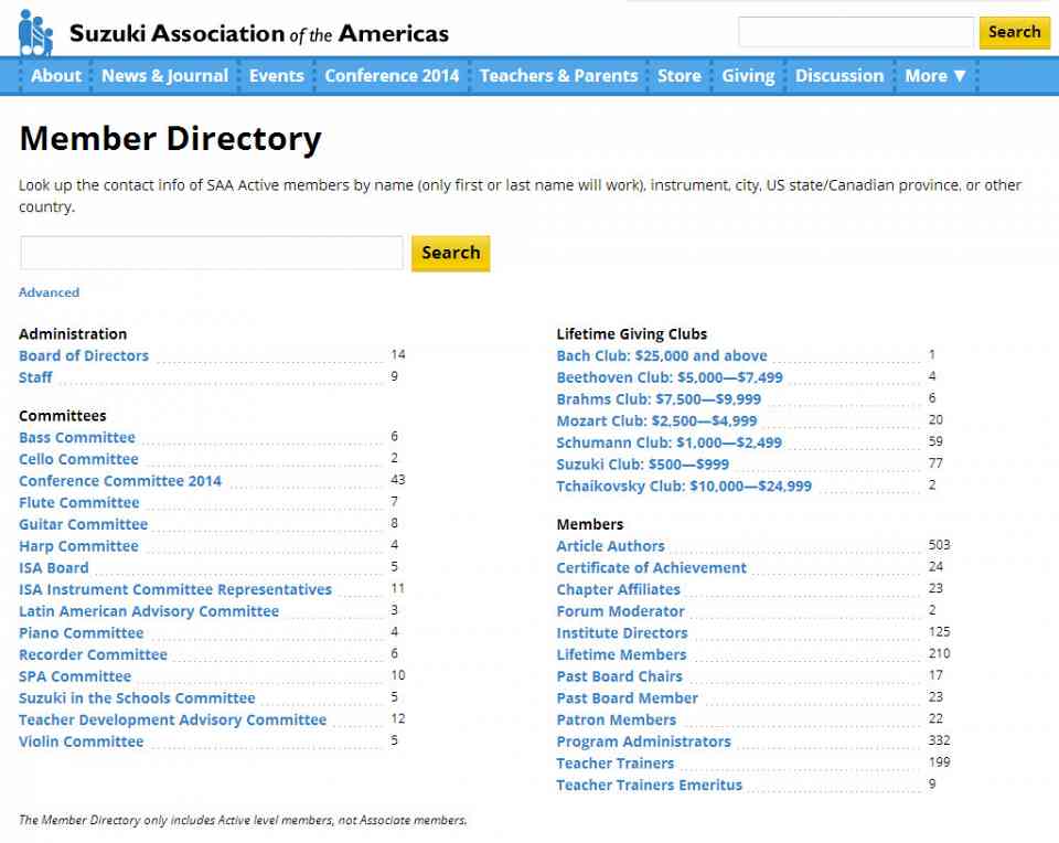 Saa Website Member Directory